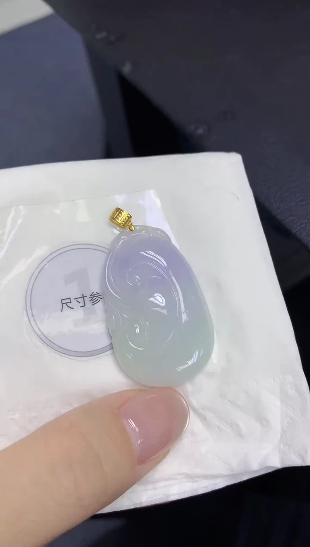 颈饰18K金镶嵌翡翠天然缅甸翡翠A货百元以上9元证书费自理