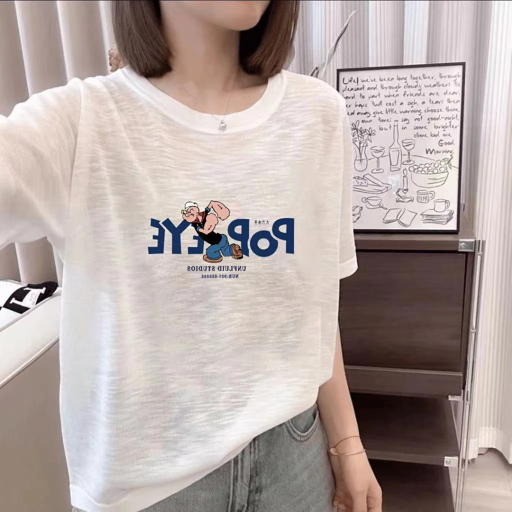 大码200斤圆领竹节棉短袖白色T恤女夏季纯棉宽松百搭上衣半袖睡衣