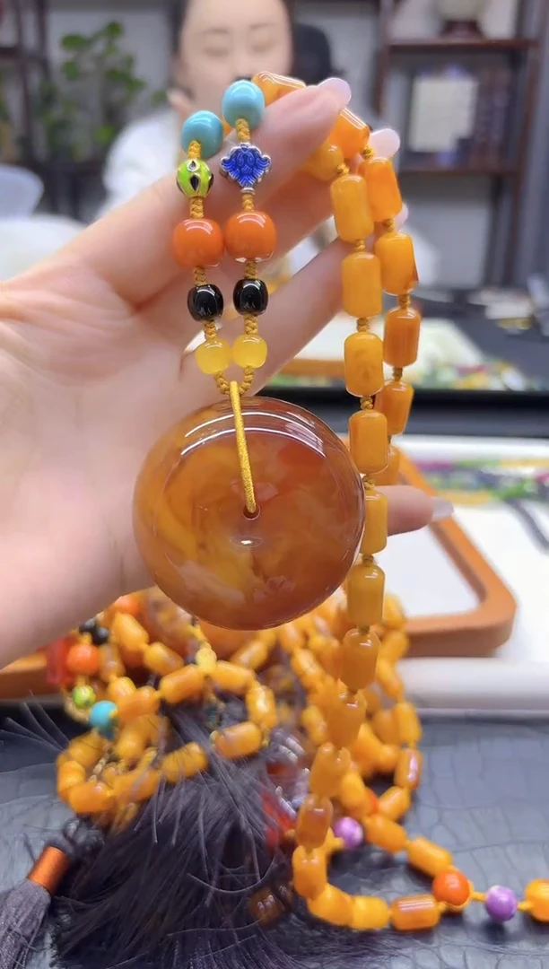 蜜蜡毛衣链未镶嵌DIY款M826