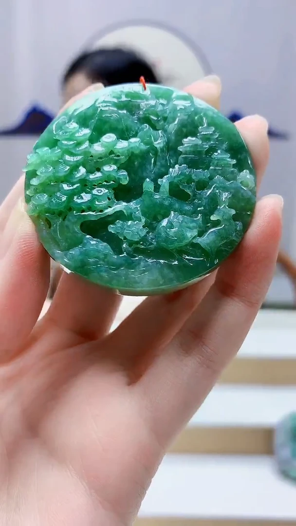 未镶嵌定制翡翠4852zm-毛货挂件155山水