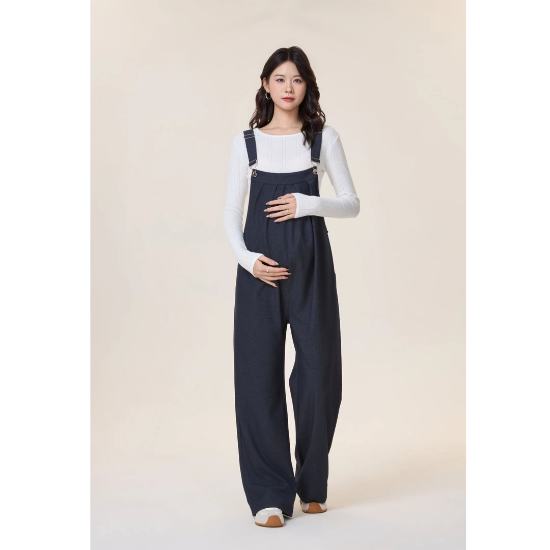ELLIE&LUKE孕妇裤子春秋款外穿小个子大码休闲直筒阔腿背带裤秋装