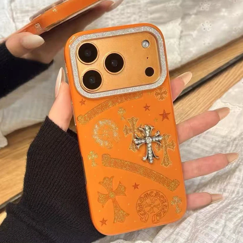 闪粉闪钻克罗心适用iPhone17promax时尚苹果16手机壳个性15潮流14