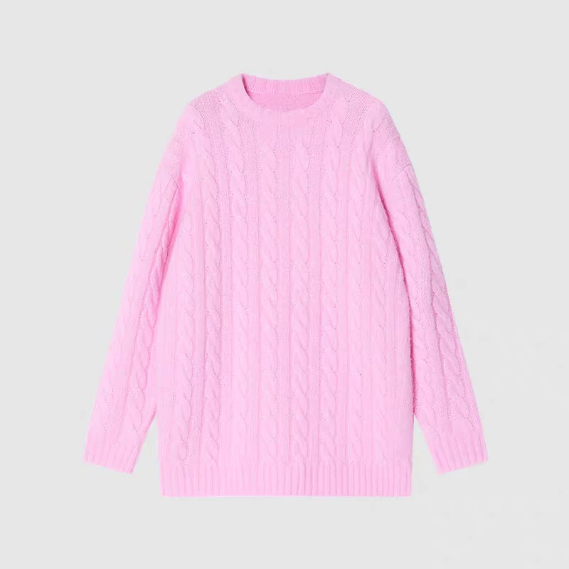 2176【秀场同款】禾女装25冬新款混纺纱大麻花针织衫