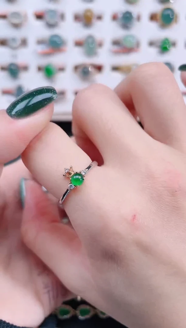 银S925镶嵌戒指翡翠天然翡翠