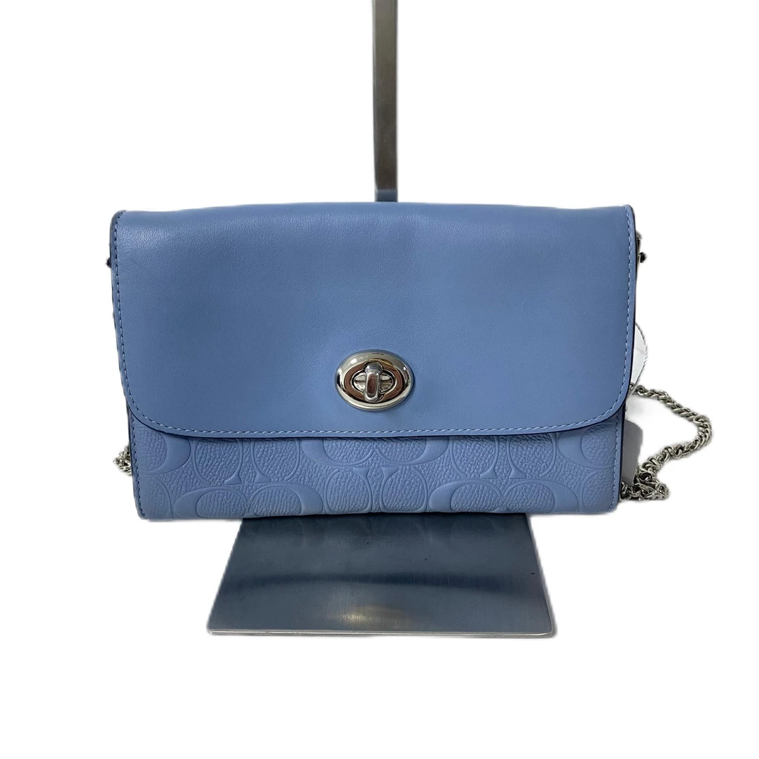 95新 COACH/蔻驰 蓝色压花拼皮单肩斜挎包 SH-30326-A