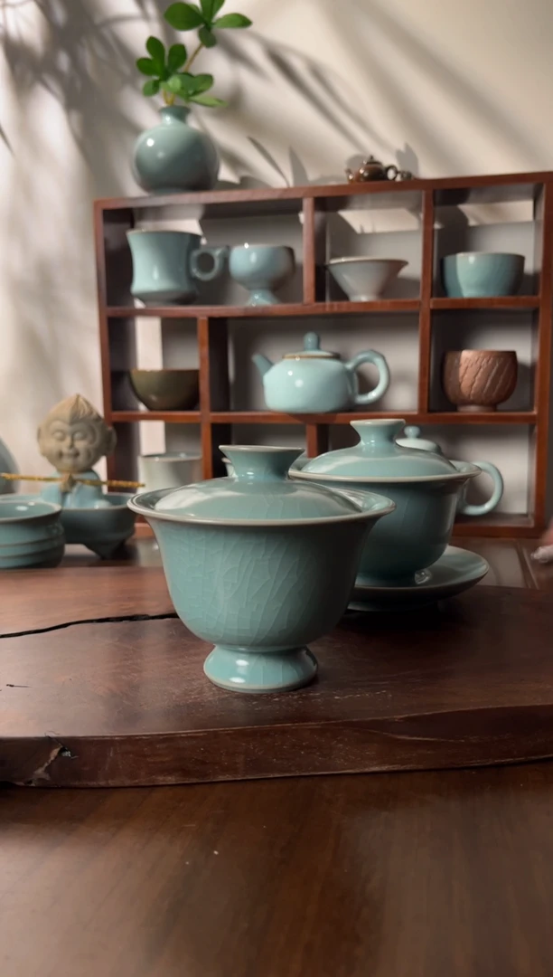 【闪购商品】杯清凉寺仿古釉色二才盖碗