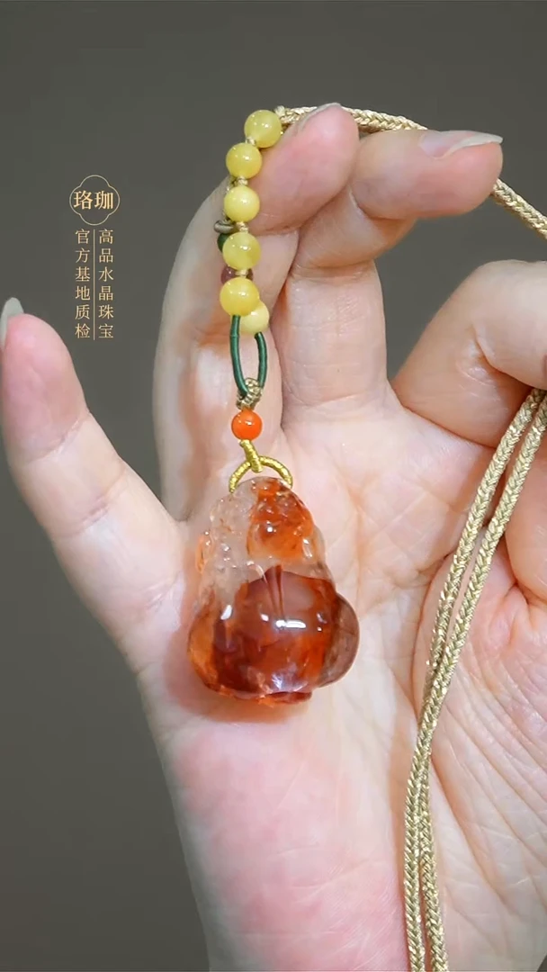 未镶嵌颈饰水晶红胶花貔貅手工绳项链