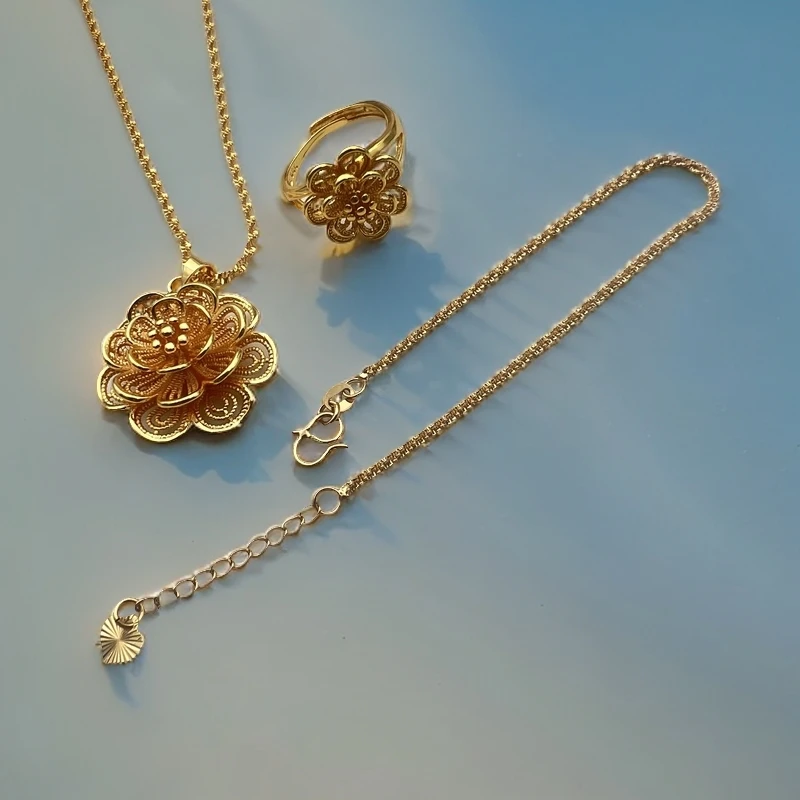 【七七专属】时尚合金套装吊坠+戒指+手链TZ61558赠合金链