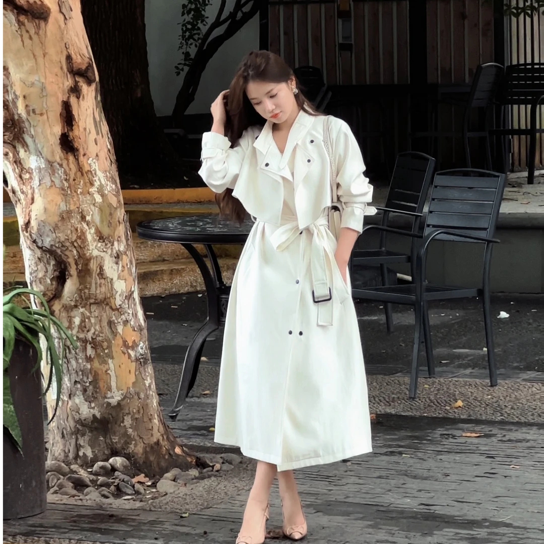 白色风衣24秋冬新款女装气质韩剧穿搭高级感小个子定制