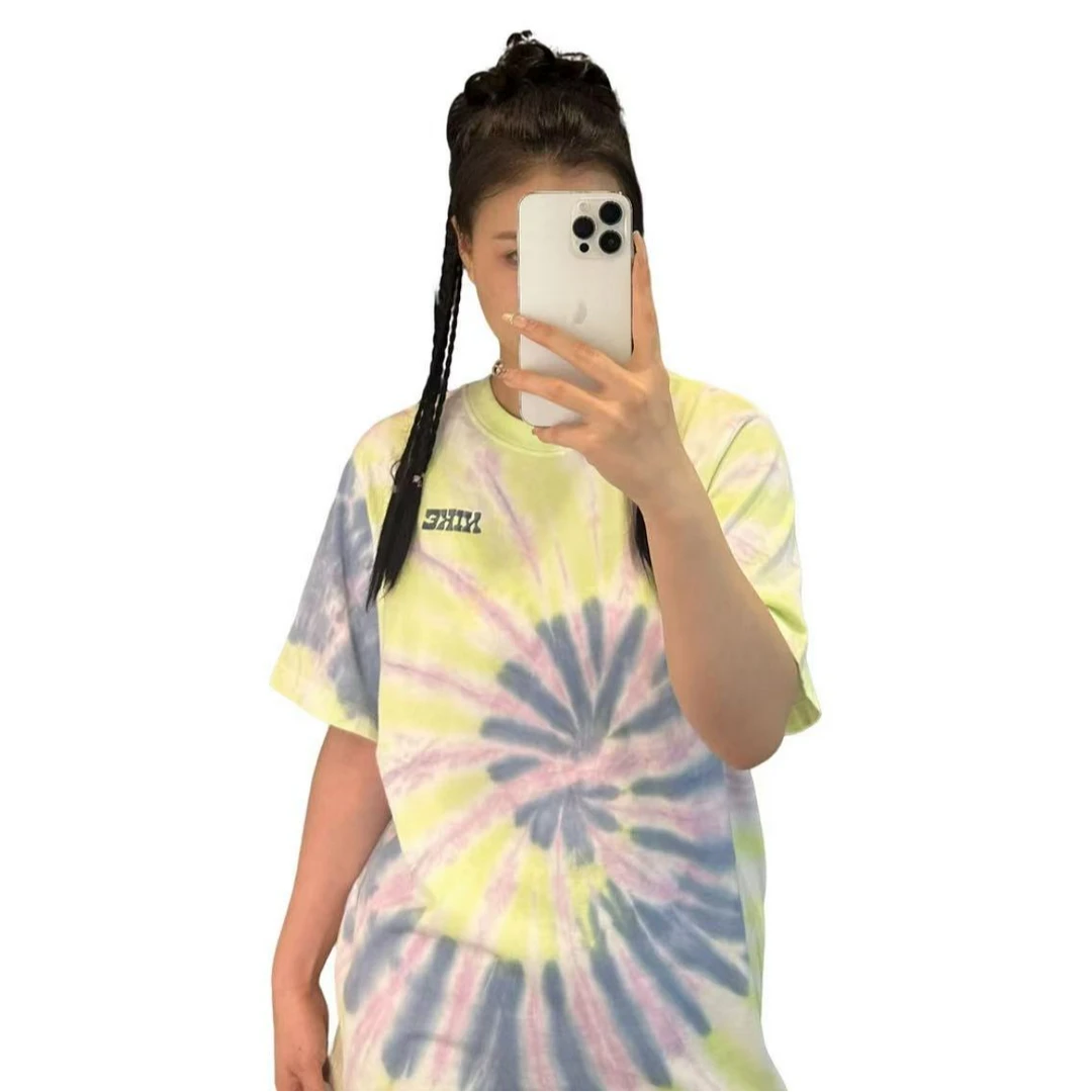 官方新款女子扎染渐变时尚运动休闲短袖体恤-IF0612-731