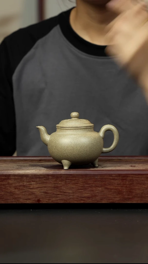 紫砂茶壶青段三足大彬如意