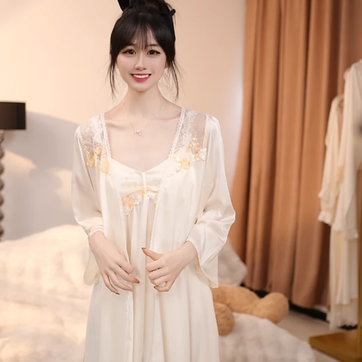 查理夫人【花花】气质睡裙家居服蕾丝显瘦粉色时尚春季