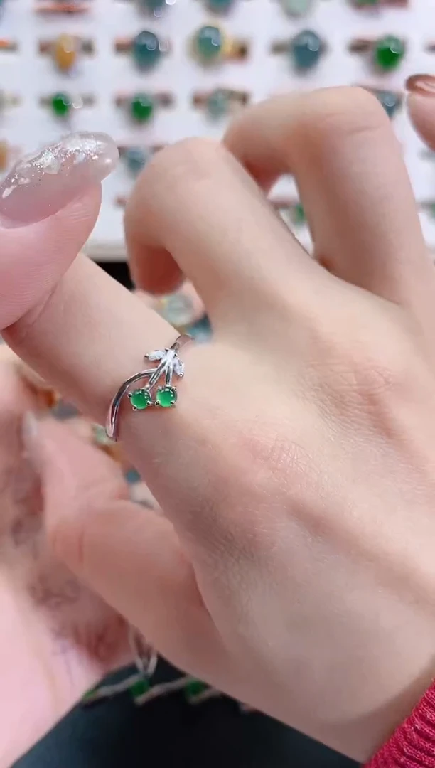 银S925镶嵌戒指翡翠天然翡翠