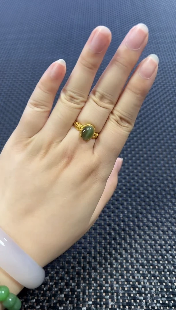 和田玉戒指银S925镶嵌 （多样性发一件）501