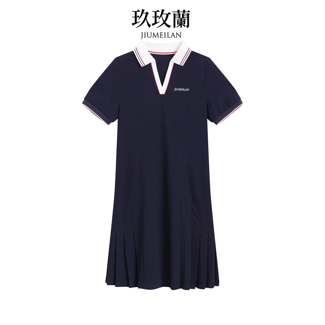 玖玫蘭【30~60岁姐姐Polo连衣裙】鱼尾裙摆休闲时尚翻领QY25033