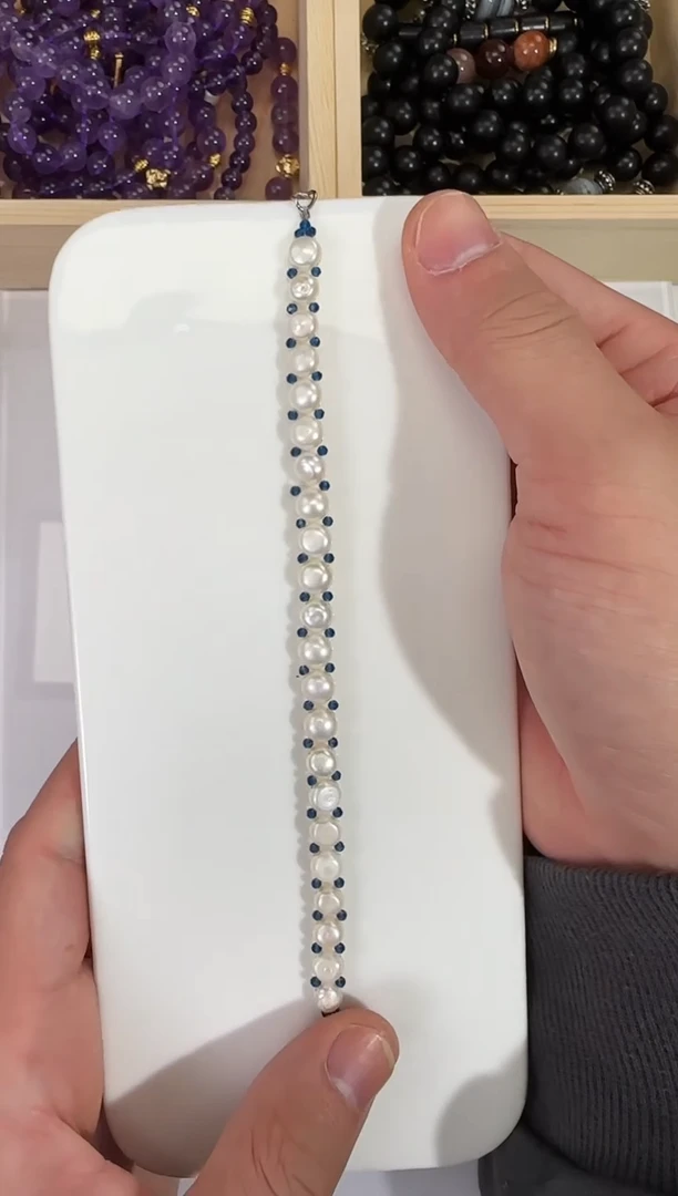 【闪购商品】淡水珍珠手链未镶嵌蓝豆豆珍珠项链 孤品