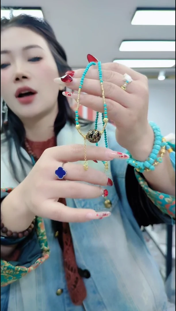 【闪购商品】玛瑙/玉髓颈饰合金0515 单珠蓝项链