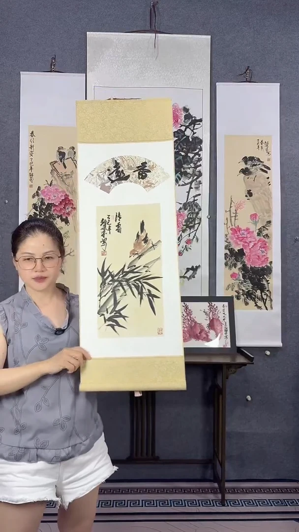 国画90*30吴铁成手绘卷轴