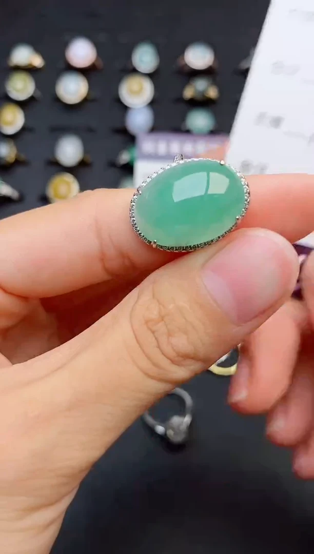 银S925镶嵌戒指翡翠一****！1