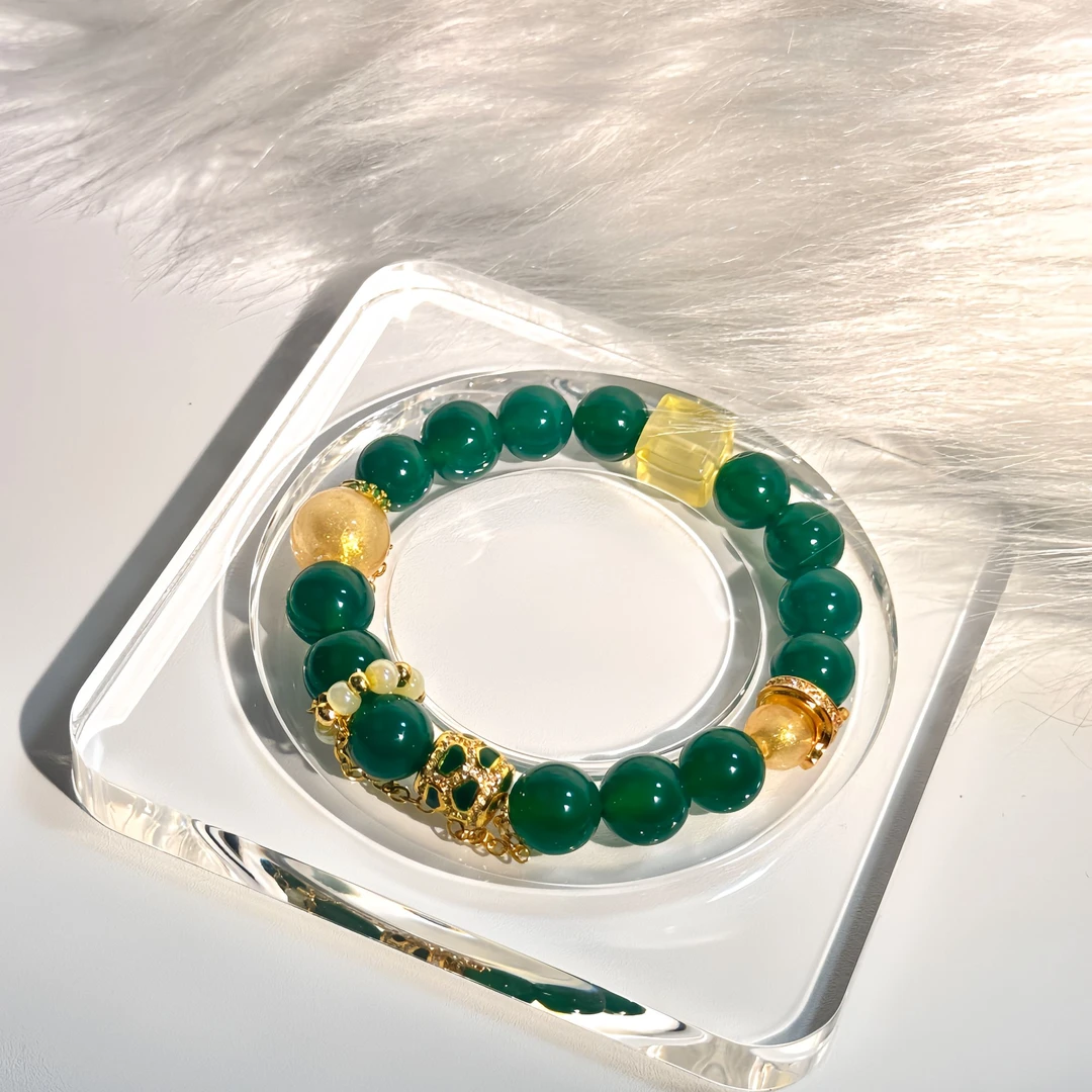 非金属布艺手链 珠宝 【三宝】金箔碧影手链