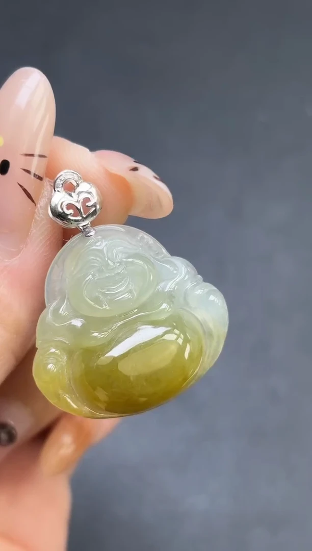 颈饰18K金镶嵌翡翠佛公