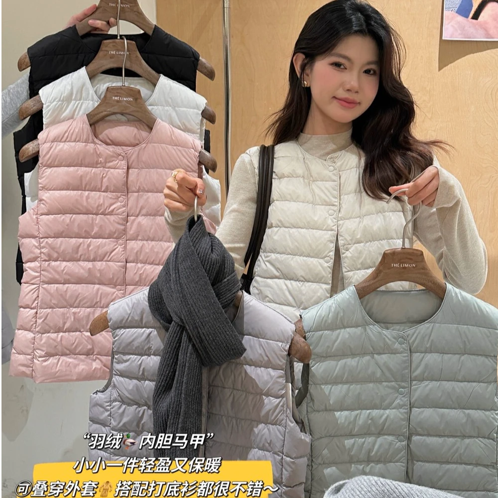 白鸭绒马甲背心便携式轻薄款羽绒外套