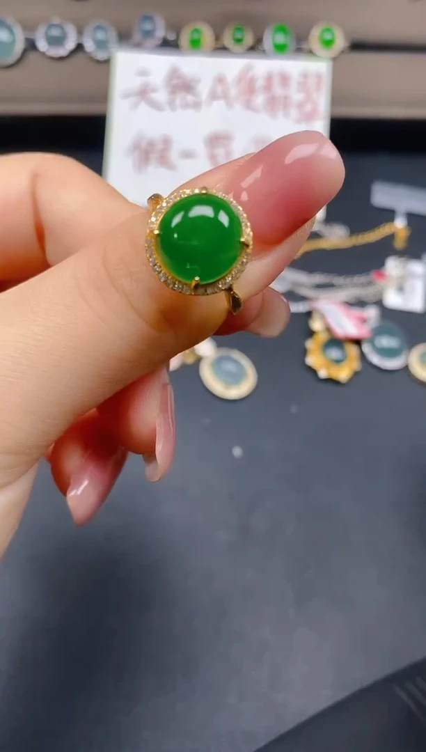 翡翠戒指银S925镶嵌2121