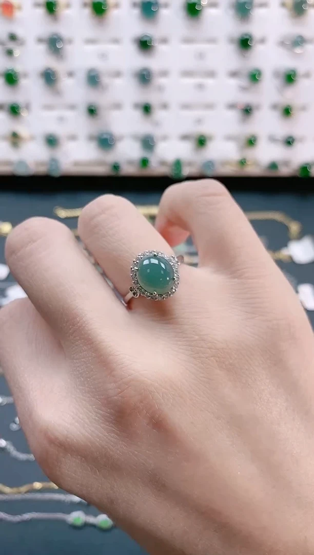 【闪购商品】翡翠戒指银S925镶嵌天然翡翠