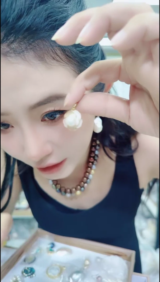 淡水珍珠合金颈饰06136珍珠山茶花吊坠