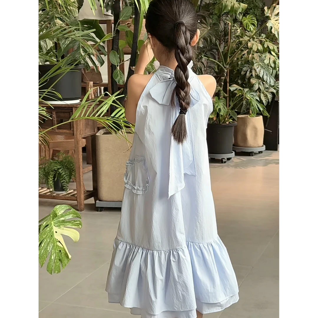 女童夏款连衣裙2025新款6-12岁女孩甜美时髦洋气女童白色半身裙