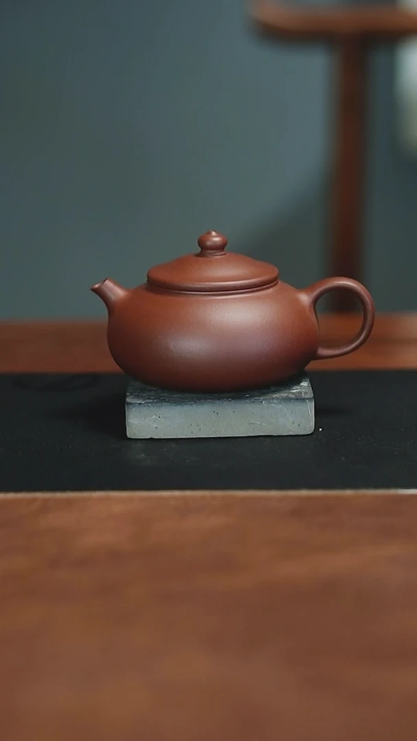 茶壶紫砂老紫泥原矿140CC内推寒江半手工