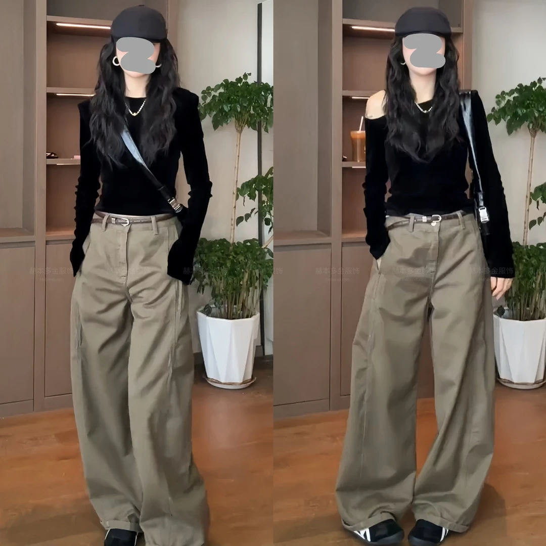 2025秋季新款轻奢设计感气质长袖上衣休闲百搭时尚洋气阔腿裤子女