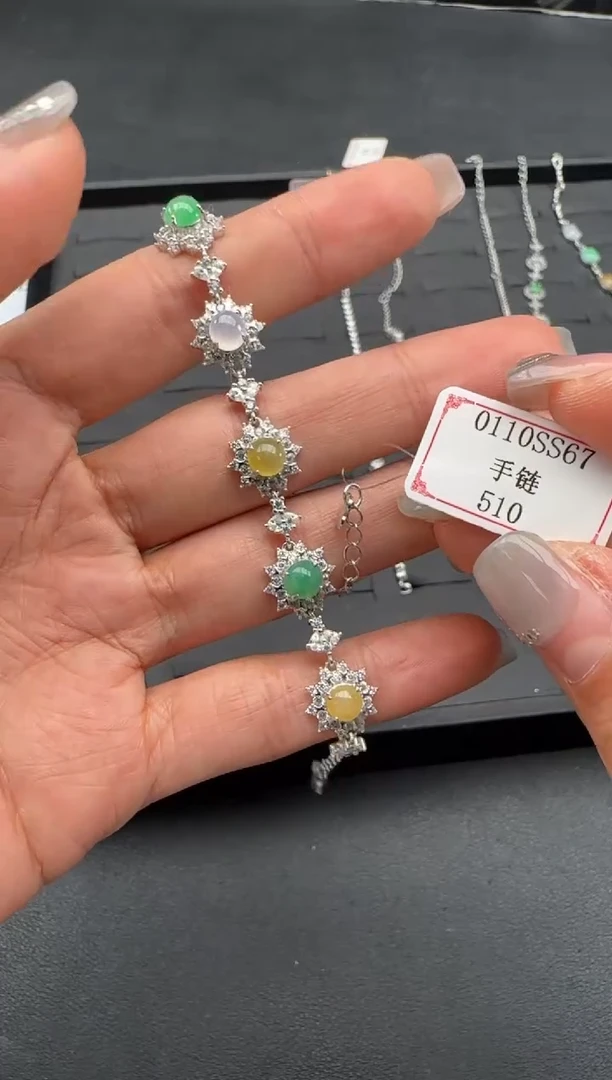 【闪购商品】翡翠手链银S925镶嵌0110SS67