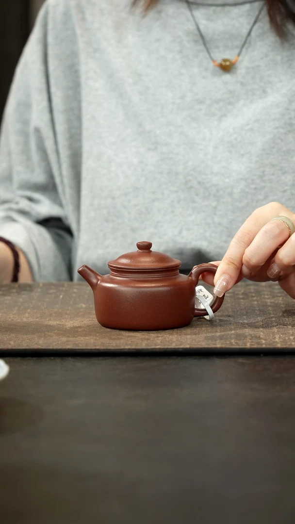 茶壶紫砂桃花紫泥笠帽德钟120cc