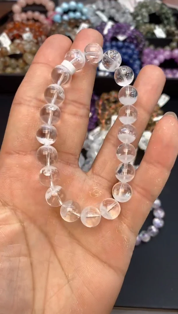 水晶手串未镶嵌A6白幽灵10mm
