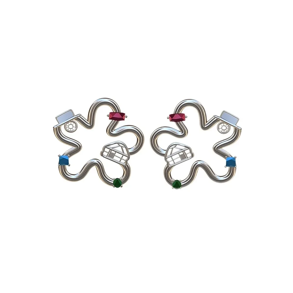 铜合金耳饰 简约复古风蒙古包勒勒车花时尚花朵夏季女款耳钉耳环