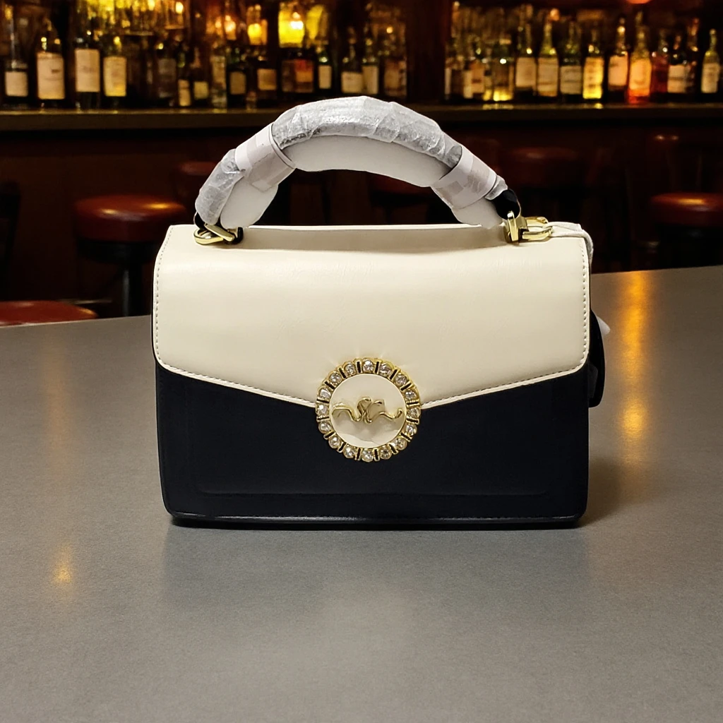 （港风时尚）时尚水钻邮差手提包