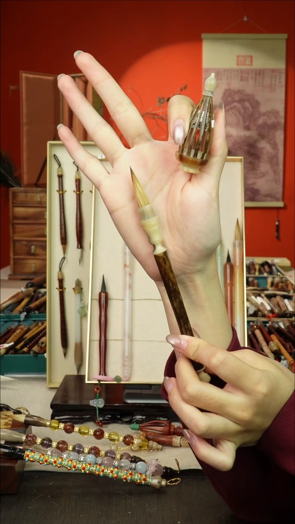 429号闪孤品高货毛笔链接 清水试笔 蘸墨不退