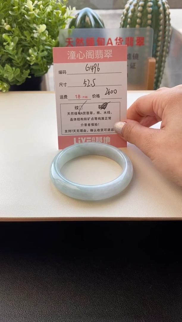 未镶嵌手镯翡翠圈口52.5编码G496