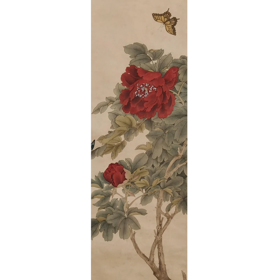 【辽拍】V250709-2-741 《花蝶》（2.6平尺)  纸本镜片 yy1204w