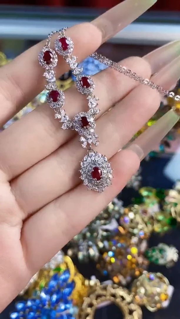 银S925镶嵌颈饰红宝石楚楚珠宝中古甄选不退换