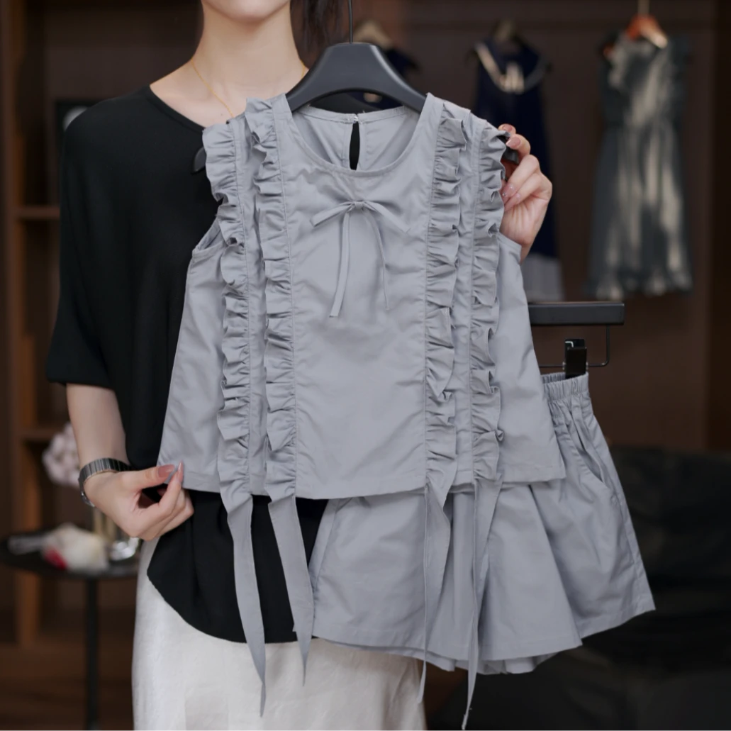 【Bufan】女童设计款套装两件高级纯棉夏季无袖女孩洋气儿童