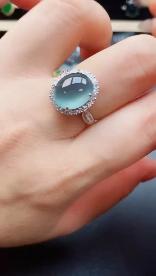 翡翠戒指银S925镶嵌5080