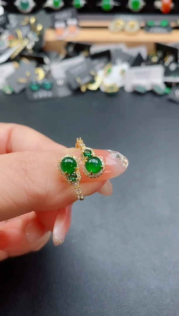 银S925镶嵌戒指翡翠1