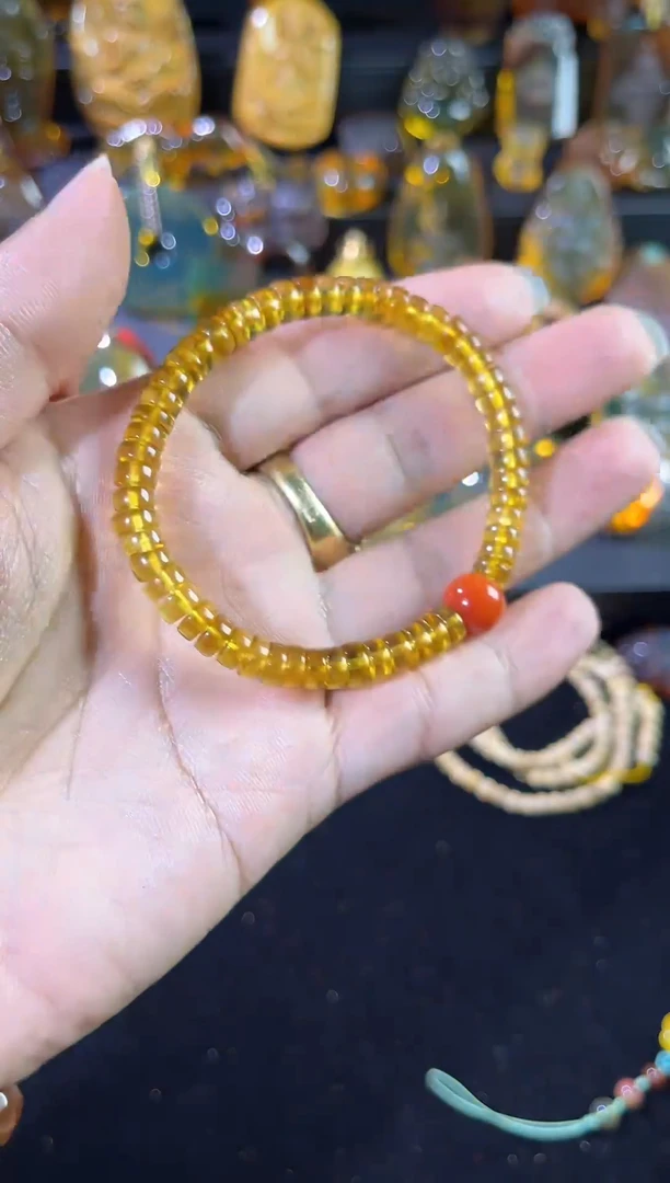 琥珀颈饰未镶嵌金兰老型隔片手串6mm+