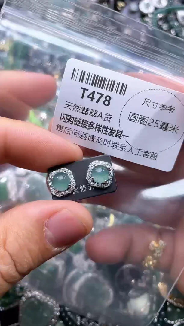 【闪购商品】翡翠颈饰未镶嵌T478耳钉