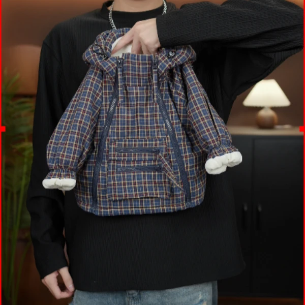 2024秋冬季新款儿童加厚加绒格子潮流时尚可爱休闲外套28908