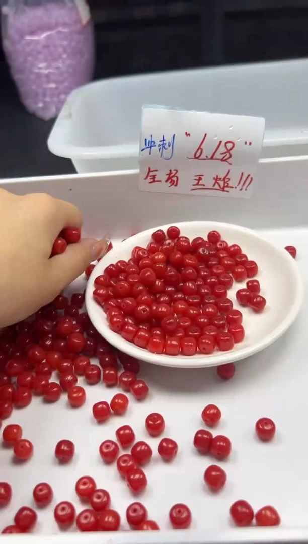 南红玛瑙未镶嵌颈饰w2255满肉南红老型8*7mm*30颗