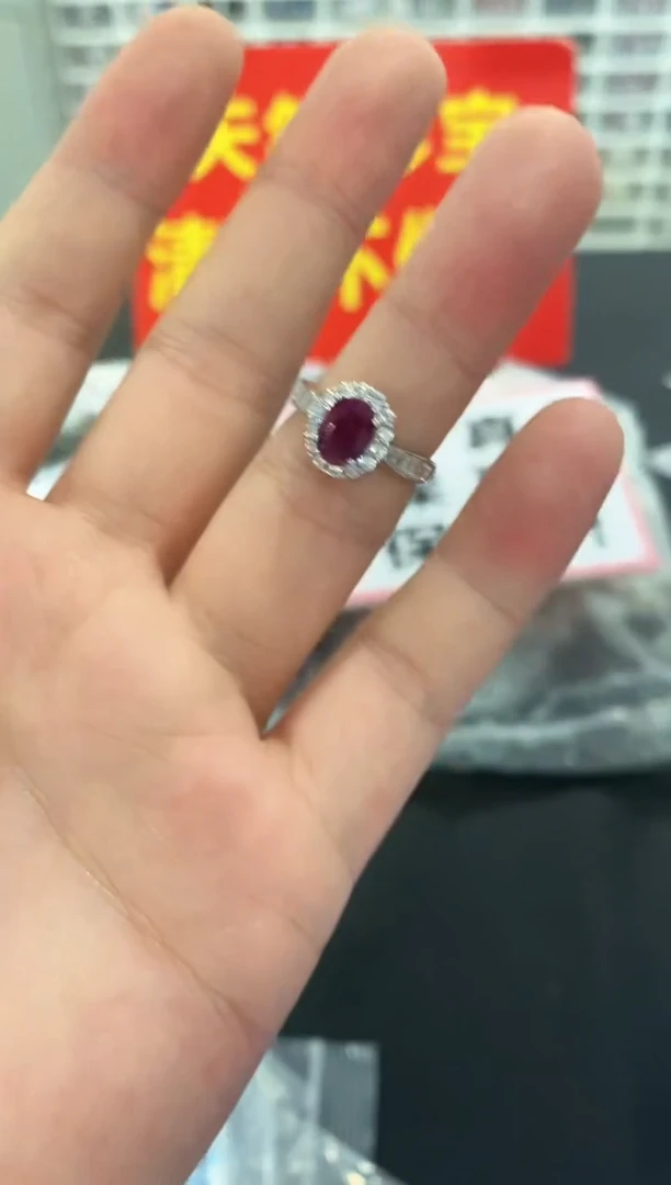 红宝石戒指银S925镶嵌1