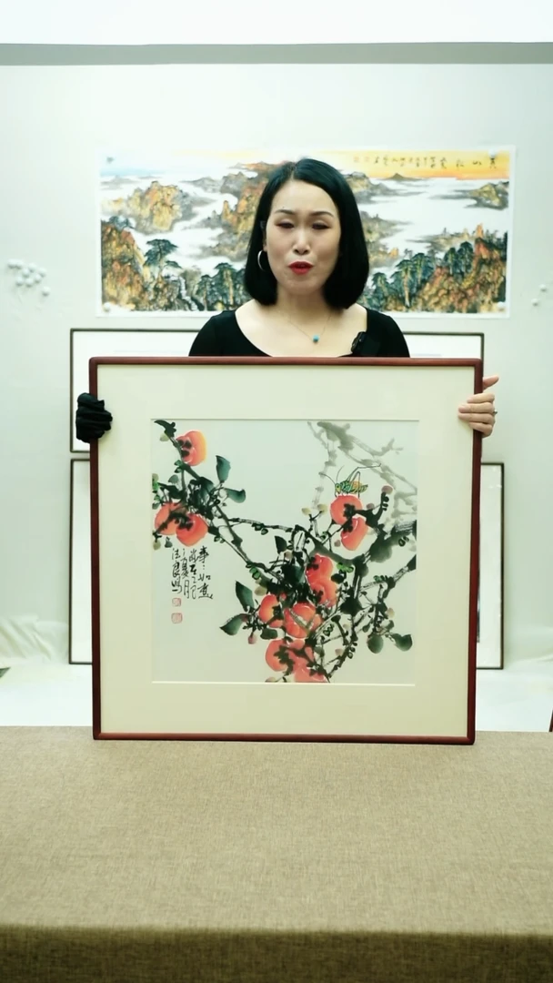 国画70*70李法良手绘花鸟带框